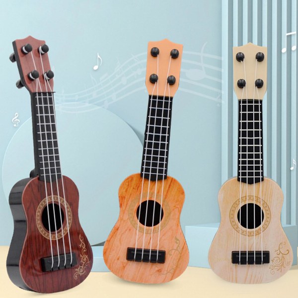Legetøjs Ukulele til Børn 4 Strenge Mini Guitar Klassisk Ukulele Musikinstrument Gaver til Børn Begynder Brun/gul/beige Beige