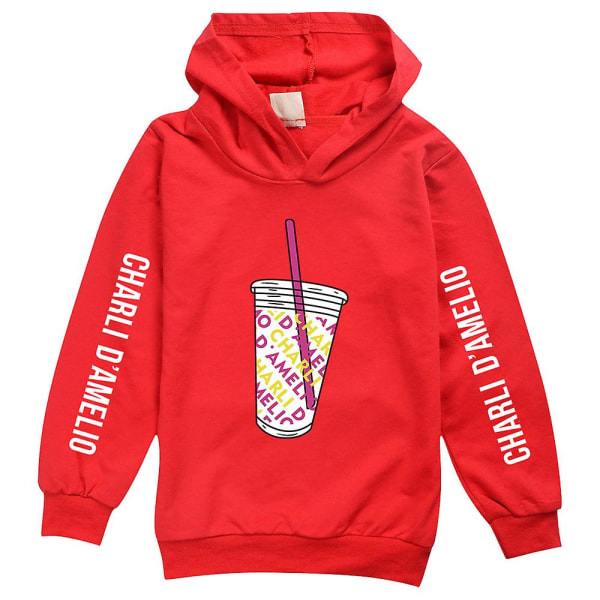 Barn Pojkar Flickor Tryckt Hoodie Tröja med Huva Casual Pullover Toppar 7-15 År Red 9-10 Years