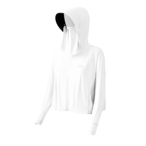 Lös Hooded Mask Solskyddskläder Andningsbara Mjuka Långärmade Kläder För Sportaktiviteter White Mask