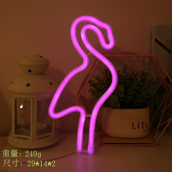 Led Neon Ljus Väggkonst Skylt Sovrumsdekor Regnbåge Hängande Nattlampa Hemfest Högtidsdekor Julklapp Flamingo