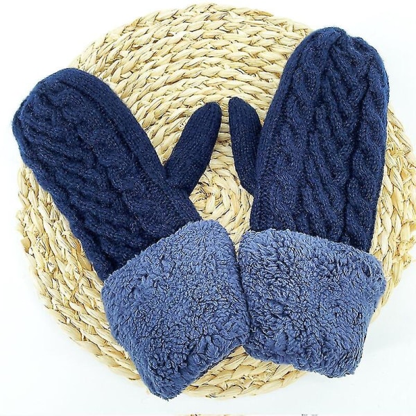 Dam Mode Stickad Vridna Blommor Vantar Vinter Kvinnlig Ull Plus Kashmir Sammet Förtjockning Varma Hel Fingerhandskar N507-Khaki