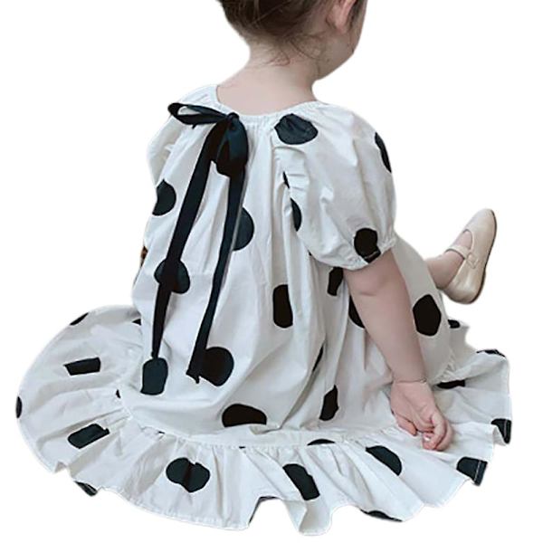 Kesäinen tyttöjen vauvan Polka Dot -röyhelölyhythihainen minimekko, löysä Swing-mekko Polka Dot 2-3 Years