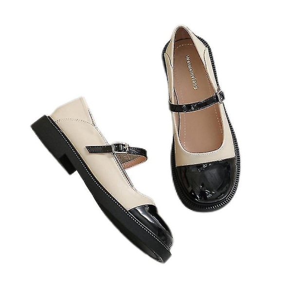Lätta slip-on läderskor för damer, Mary Jane-skor med tjock sula, bekväma vardagsskor EU 40