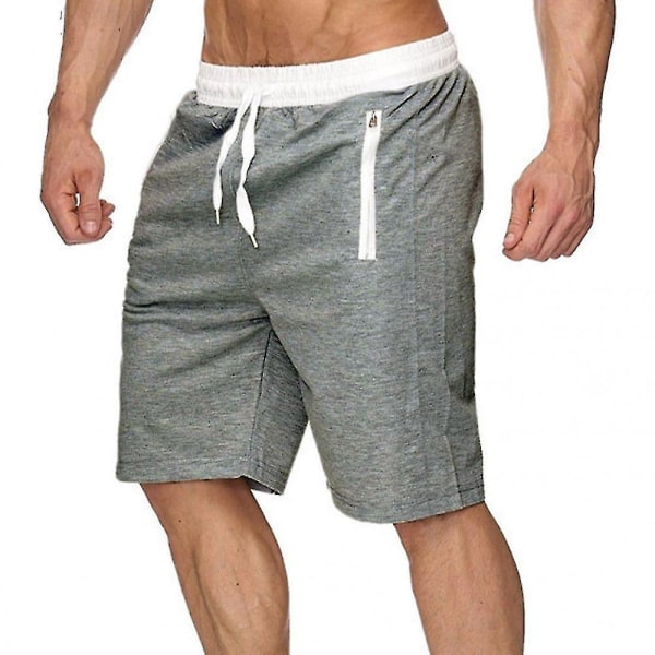 Badshorts för män Simning Joggings Gym Boardshorts Trunkar Badkläder Strand Sommar Light Grey 3XL