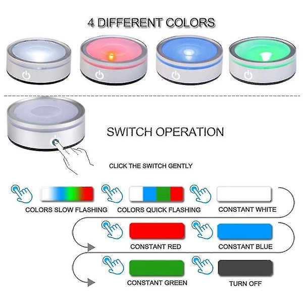 Led-bas med touch-rund D-display för 3D-glaskonstfoto Fra