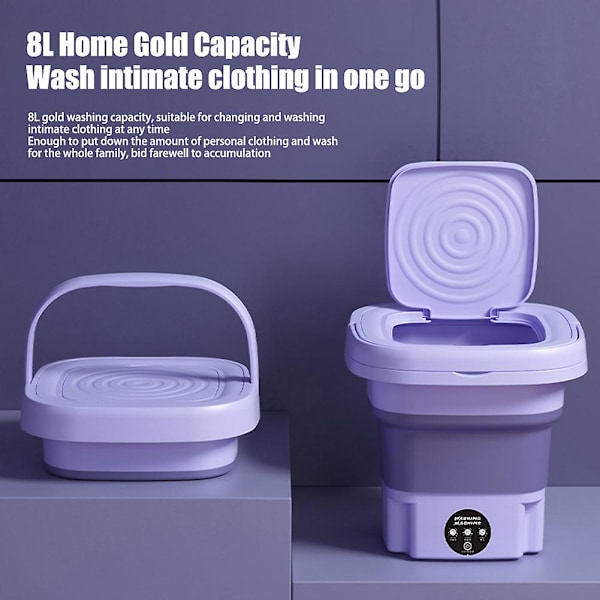Foldbar Vaskemaskine Undertøj Sokker Vaskemaskine Bærbar Multifunktionel Tøjvasker Noble Purple UK plug
