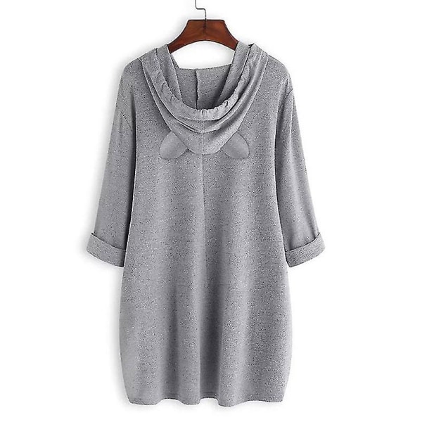 Oversize Huvtröjor Dam Huvtröja Tröja Pullover Lång Hoodie Topp Grey 5XL