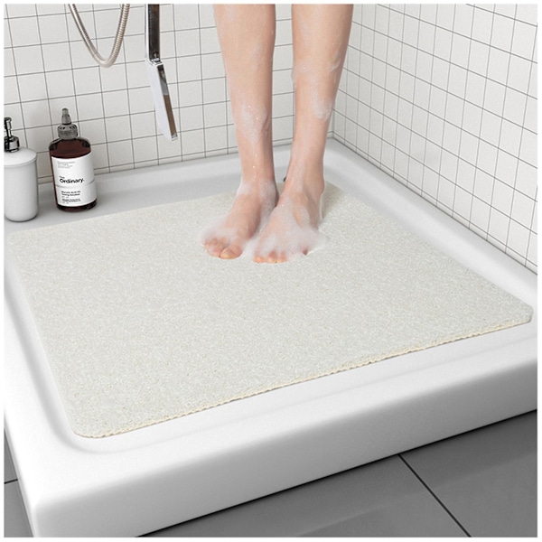 Liukumaton kylpyhuonematto vedenpitävä PVC-lattiamatto kylpyammeeseen ja WC:hen White