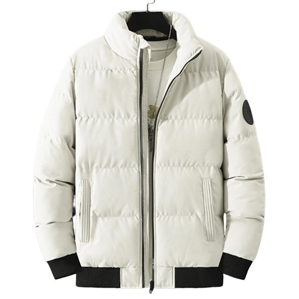 Herre Vinter Varm Afslappet Jakke Simpel Stil Vindtæt Top Med Ståkrave Blødt Stof Fortykket Varm Top Khaki XL
