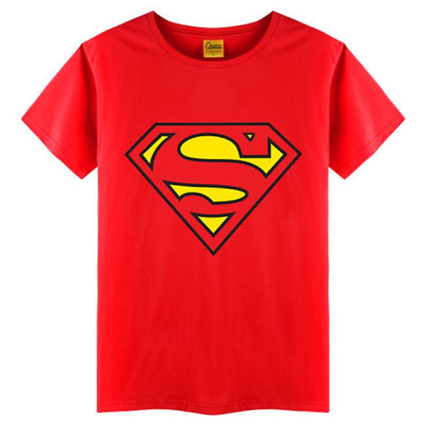 Barn Superman Print kortärmad T-shirt Sommar Casual Crew Neck Basic Tee Tops Red 6-7 Years