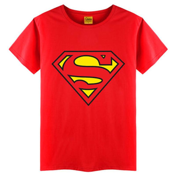 Barn Superman Tryck Kortärmad T-shirt Sommar Casual Rund Hals Basic Tee Toppar Red 3-4 Years