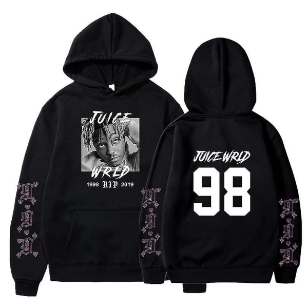 Rapper Juice Wrld Loose Sweatshirt Huvtröja för män och kvinnor black XL