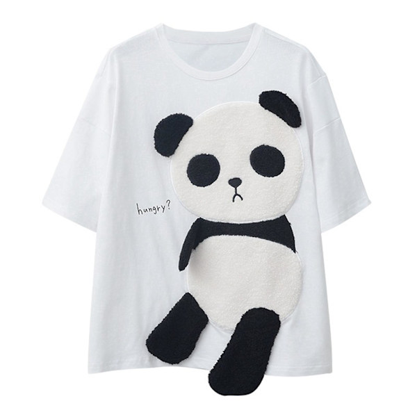 Kort sommer T-shirt til kvinder, koreansk stil, løs sommer T-shirt med halve ærmer til indendørs aktiviteter eller hverdagsbrug White 2XL