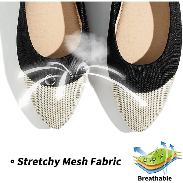 Mesh Ballerina Sko til Kvinder med Spids Tå - Sorte Ballerina Sko til Kvinder - Komfortable Ballerina Sko med Memory Foam 39