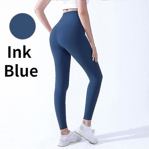 Korkeavyötäröiset Naked Feeling -leggingsit Push Up -urheiluvaatteet naisille Fitness Juoksu Jooga Housut Energy Saumattomat Leggingsit Kuntosalileggingsit tytöille Ink Blue L