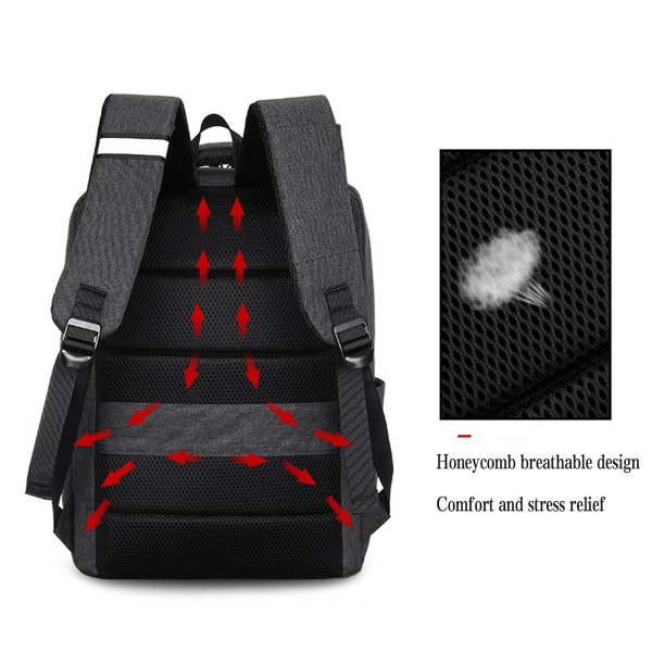 Affärsmässig Stöldskyddsryggsäck för Laptop Lättviktig Vattentät Ryggsäck Med Säker Reflexremsa Blå/Svart/Grå Färg Dagryggsäckar Black