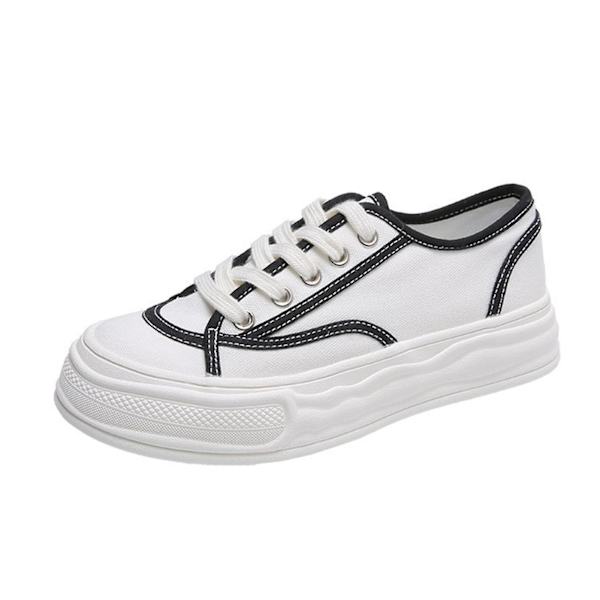 Dame Play Fashion Sneaker Åndbar Forår Flad Rund Tå Sneakers Til Udendørs Camping Sport White 39