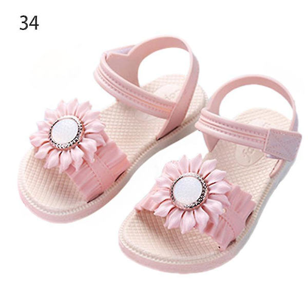 Pigesandaler med åben tå, margueritblomst, sommerstrandsko med PVC-sål, skridsikre Apricot 34