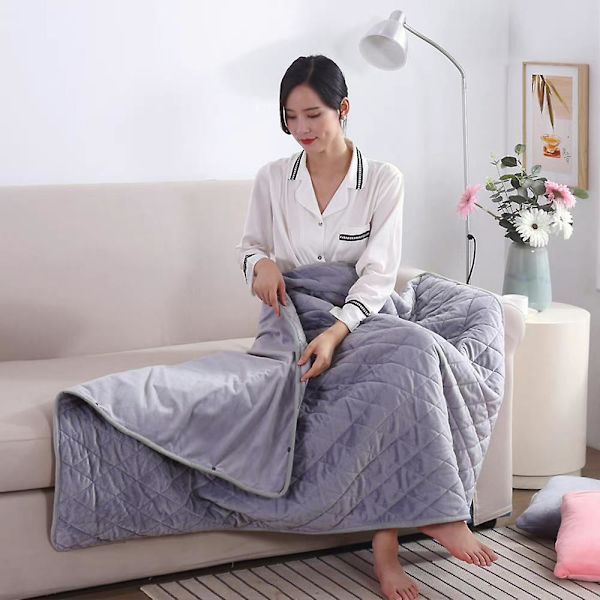 Elektrisk Värmefilt Vinter Varm Pläd Poncho Omslagsfilt USB Värmesjal Hemmakontor Grey Large