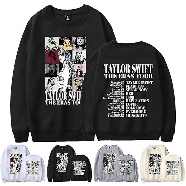 Taylor Swift The Eras Tour Unisex Sweatshirt Langærmet Crew Neck Afslappet Løs Pullover Toppe Fans Gaver Til Mænd Kvinder Venner Black M