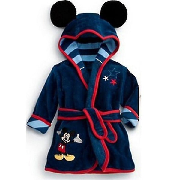 Barn Baby Musse Pigg Fleece Badrock Morgonrock Pojkar Flickor Djur Sovkläder-b Navy Blue 5-6 Years
