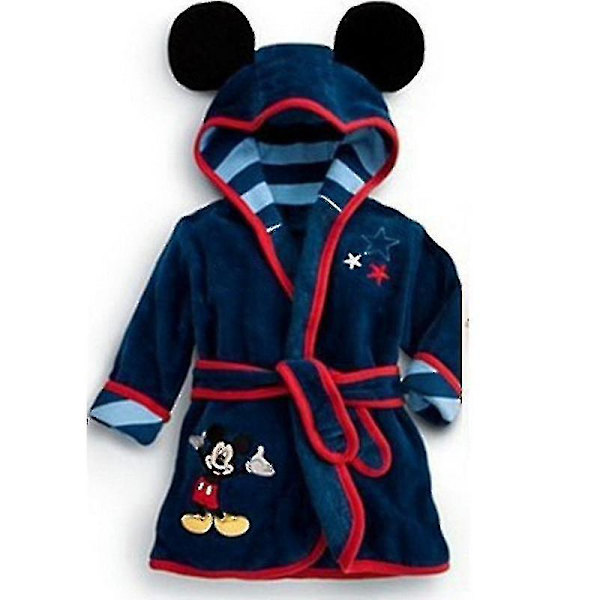 Børn Baby Mickey Mouse Hætte Fleece Badekåbe Morgenkåbe Drenge Piger Dyr Nattøj-b Navy Blue 2-3 Years