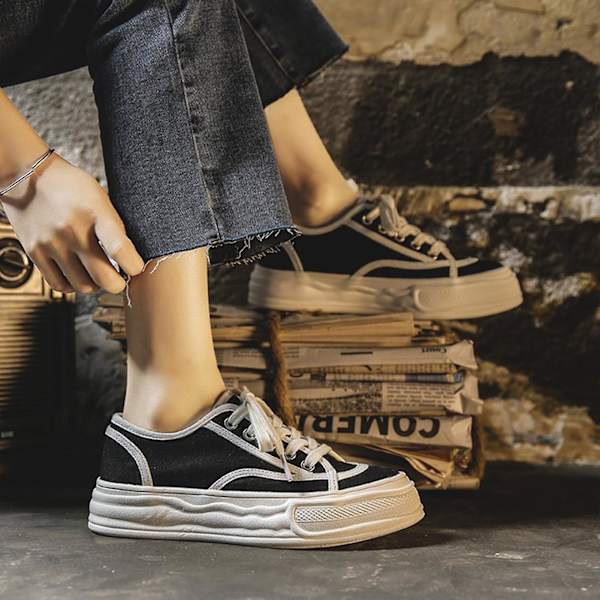 Dame Play Fashion Sneaker Åndbar Forår Flad Rund Tå Sneakers Til Udendørs Camping Sport Black 37