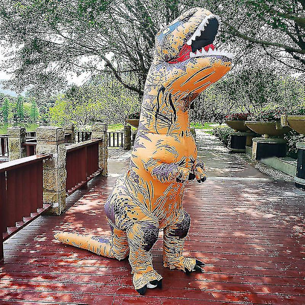 Lasten Aikuisten Dinosaurusten Puhallettavat Cosplay-asut T-rex Anime Sarjakuva Juhlapuvut Halloween-asu Miehille Naisille blue Fit Height 150-195cm