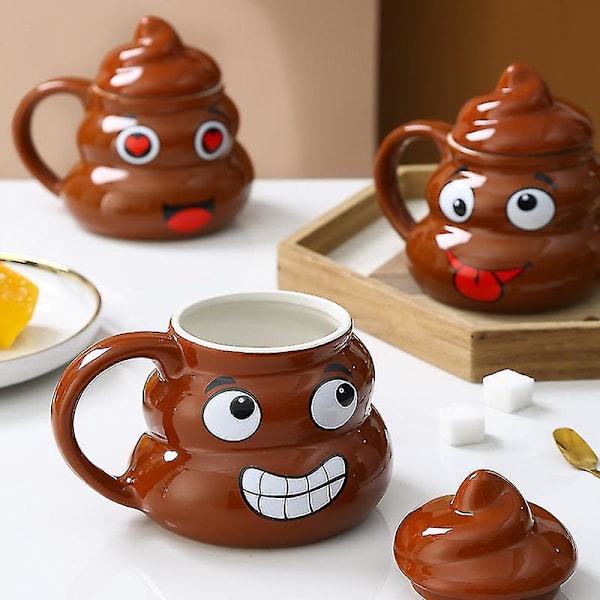 Söt bajs keramik vattenmugg Bajs mugg Bajs skämtgåva Smiling face