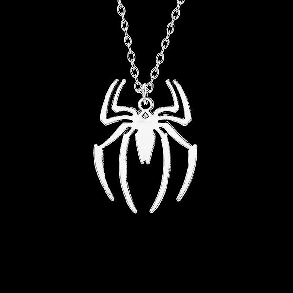 Kpop Fashion Spider Halloween-hängen Runda korskedjor Herr Halsband Silverfärg Halskedja Goth