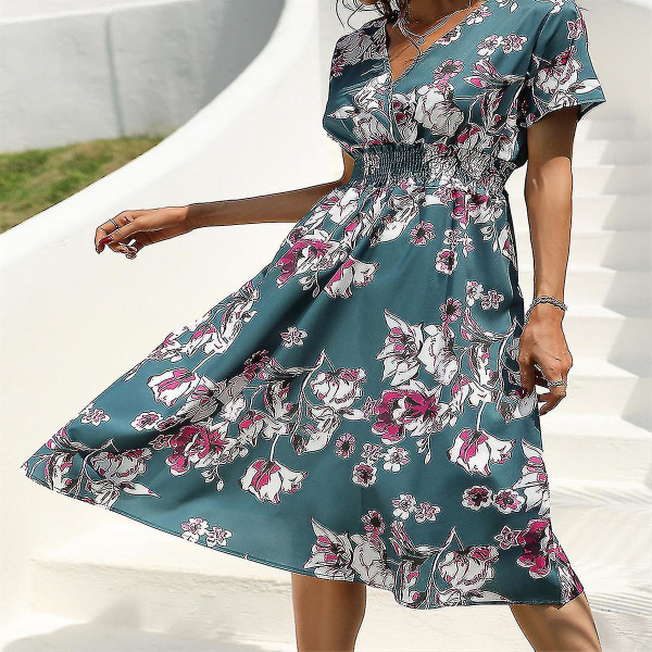 Kvinnors sommar liten blommig print klänning style19 S