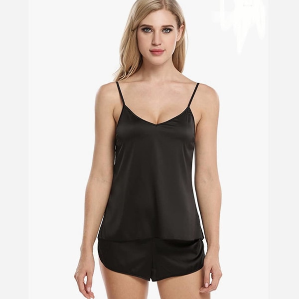 Sovkläder Sexig Underklädesset Glansig Satin Slim-fit Underkläder För Unga Kvinnor Damer Vuxna Black XL