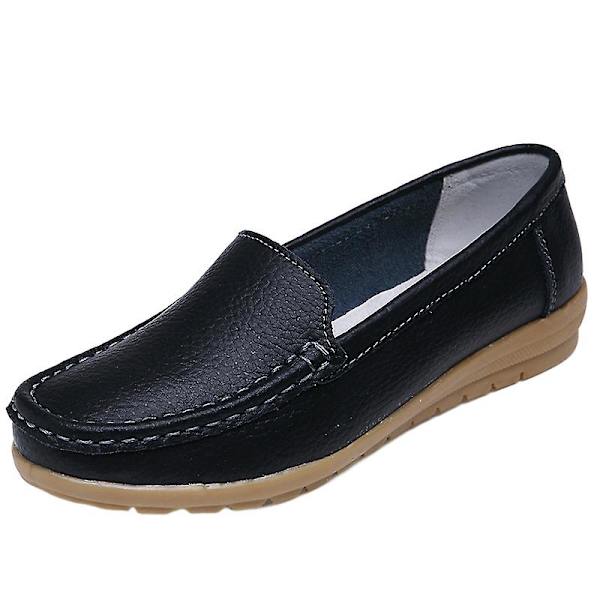Kilklacksskor för damer, etnisk stil, enkla skor, halkfria låga klackskor lämpliga för promenader, dans och användning Black 40