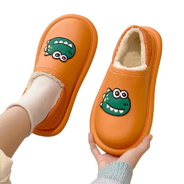 Vedenpitävät dinosaurus-tossut, söpöt lämpimät ja mukavat slip-on -tossut naisille ja tytöille, talvitarvike Orange 40 41