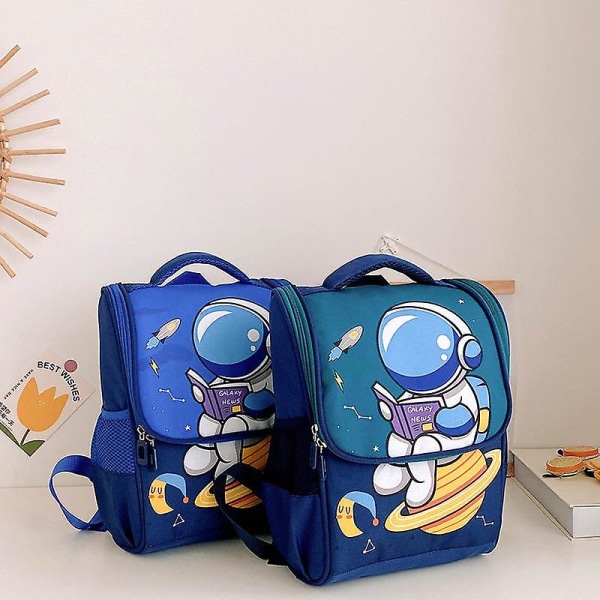 Erittäin kevyt lasten reppu esikouluun ja päiväkotiin, söpö sarjakuva pupu astronautti -kuvioinen reppu pink 25x34x14cm