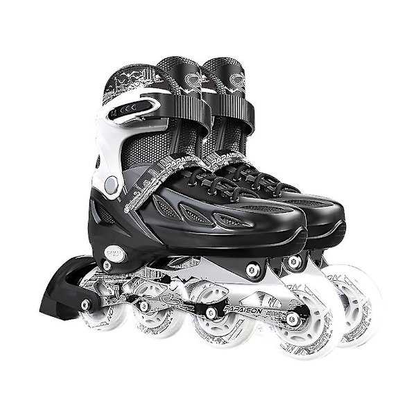 Säädettävät Inline-rullaluistimet täysin valaistuilla pyörillä lapsille ja aikuisille sisä- ja ulkokäyttöön Black 37-41 size