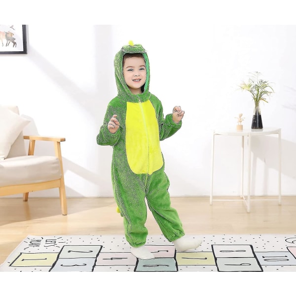 Spädbarn Spädbarn Tiger Dinosaurie Djur Maskeraddräkt Huvtröja Overall Jumpsuit Green Dinosaur 66