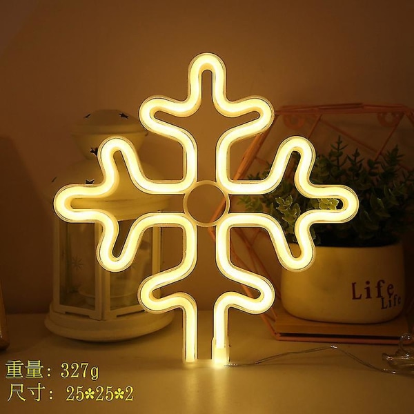 Led Neon Ljus Väggkonst Skylt Sovrumsdekor Regnbåge Hängande Nattlampa Hemfest Semesterdekor Julklapp Snowflake