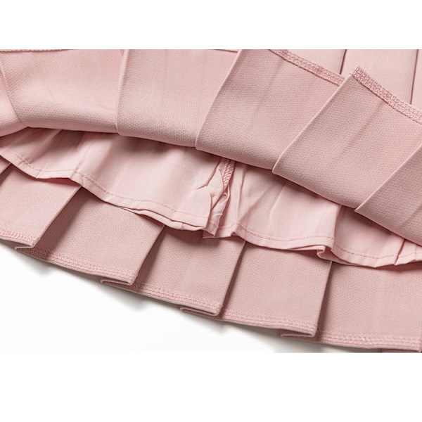 Høy Talje Plissert Skjørt for Kvinner - JK Skoleuniform Skjørt, Moderne A-Linje Mini Skjørt Apricot M