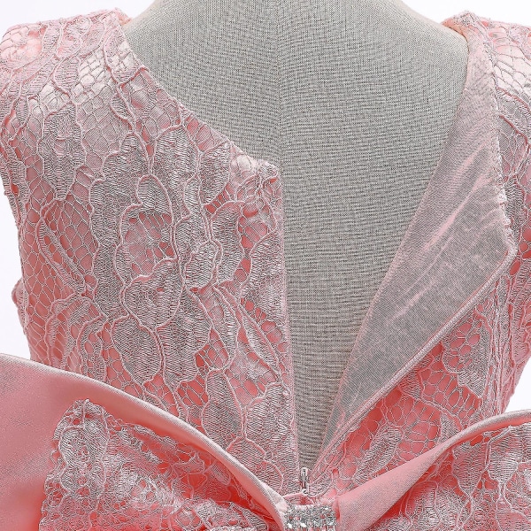Kortärmad spets prinsessklänning, elegant och charmig ensemble för tjej 80cm