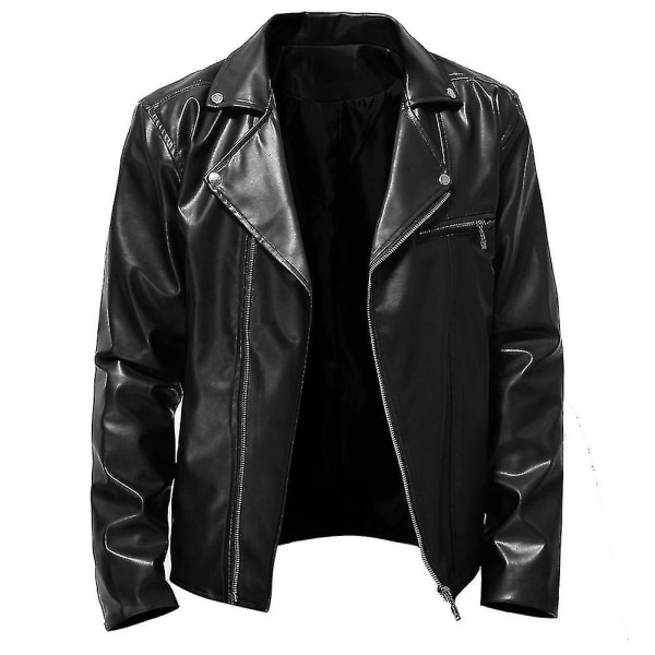 Herr Höst Pu All-match Casual Lapel Motorcykel Läderjacka XS Black