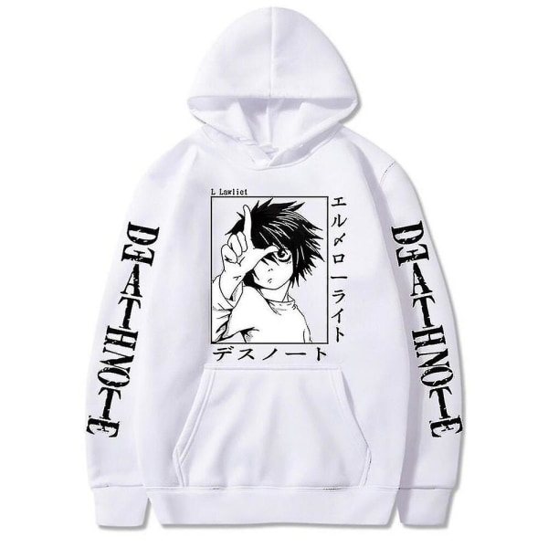 Anime Death Note Luvtröja Dam Rolig Pullover Sweatshirts Harajuku Hip Hop Huvtröjor Dam White XXL