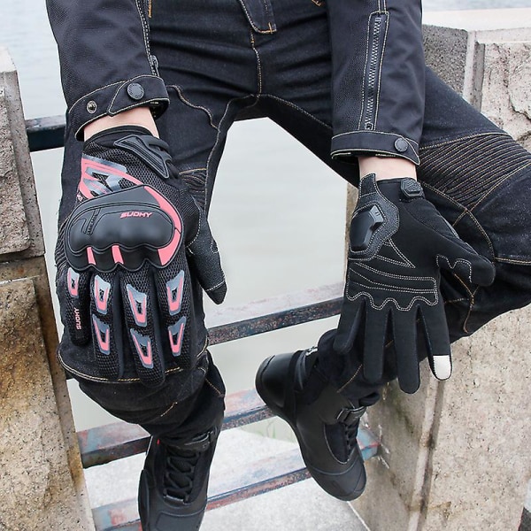 Motorcykelhandskar Tunn Mesh Andningsbar Alla Säsonger Ridhandskar Hel Fingerhandskar Anti Drop Slitstarka Racinghandskar Herr Sommar green XL