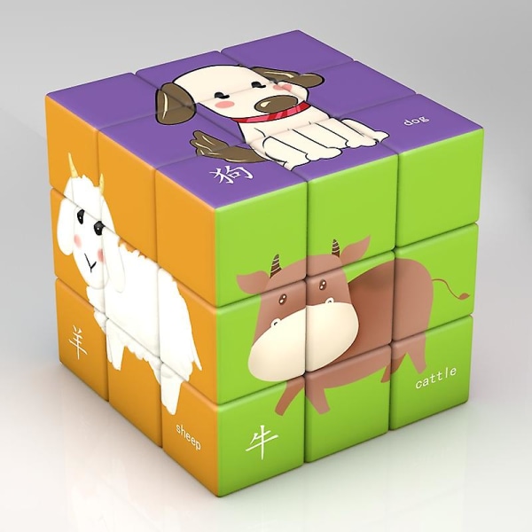 3x3x3 Magic Puzzle Cube Dinosaurie Djur Lejon Bilmönster Kub Barnpresenter Pedagogiska leksaker Animal 2