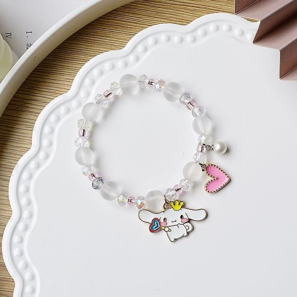 Kawaii Sanrioed Plys Anime Cinnamoroll Armbånd Kæder Tegneserie Mænd Og Kvinder Gave Venskabs Charms Elastisk Reb Smykker Legetøj NM
