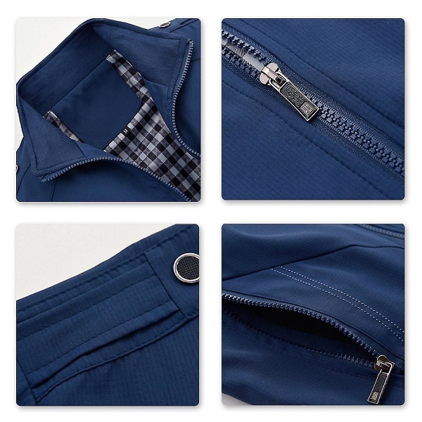 Herre Ensfarget Løs Casual Jakke Blue 2XL
