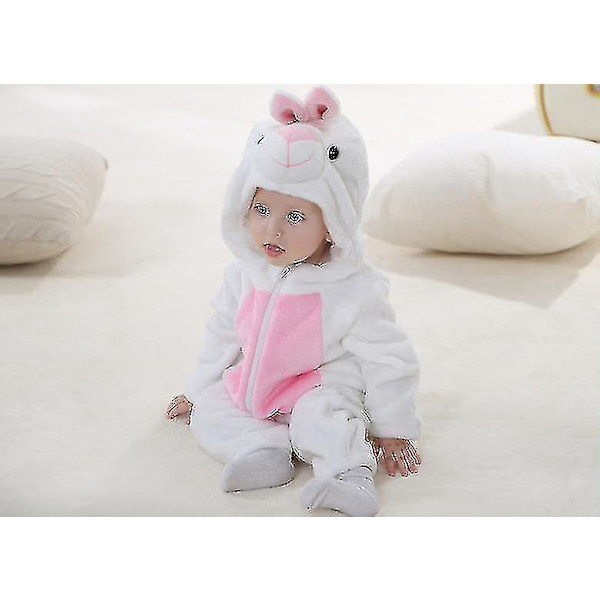 Unisex Dyrekostyme Vinter Høst Flanell Hette Jumpsuit Rabbit 70