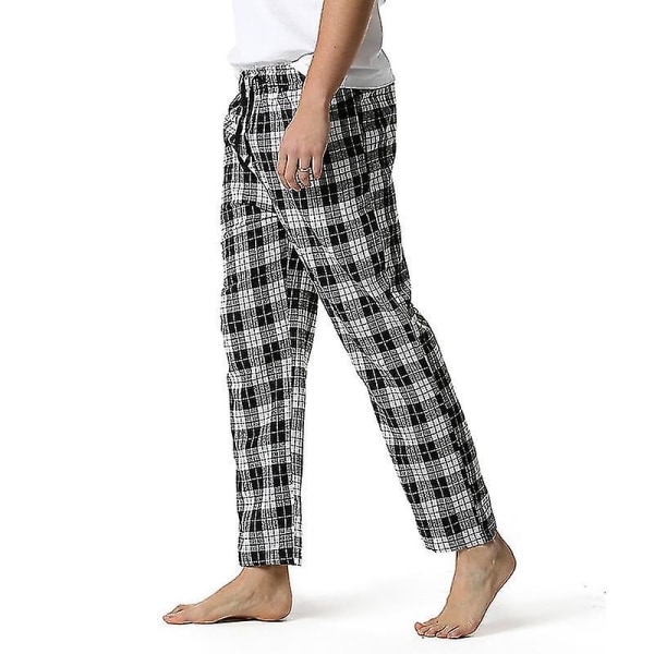 Herre Bomuld Vævede Pyjamasbukser, Letvægts Lounge Sovbukser med Tern COLOR 1 XL