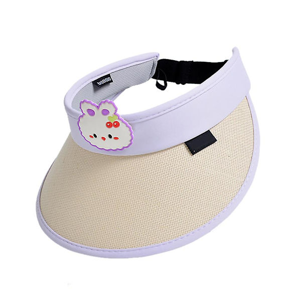 Solhatt med åpen topp og liten vifte for barn, fukttransporterende solhatt for piknik og camping Purple Without Fan