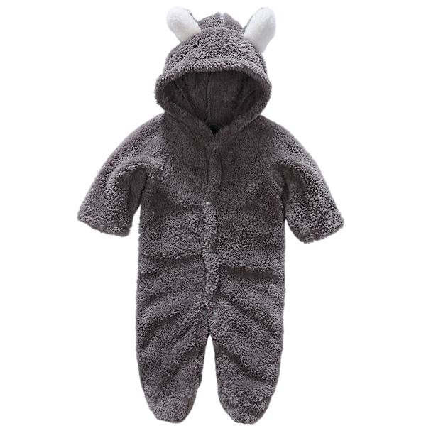 Nyfödd Romper Jumpsuit med Huva Bekväm att Bära med Söt Djurdesign för Födelsedagspresenter och Nyårspresenter Gray 9-12m